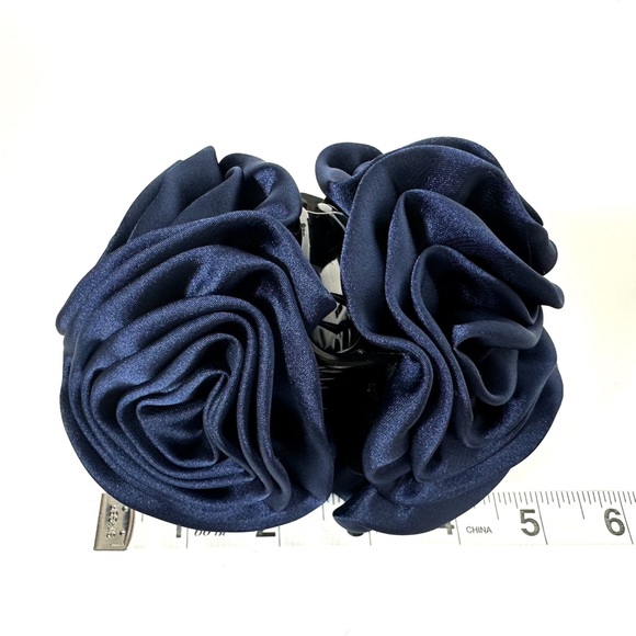 Big Rosette Flower Hair Clip in Navy Blue - Picture 4 of 8